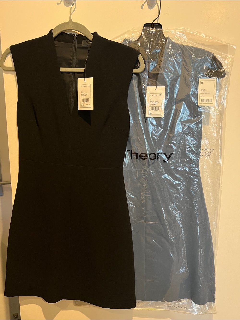 Theory Black Sleeveless V-Neck Mini Dress